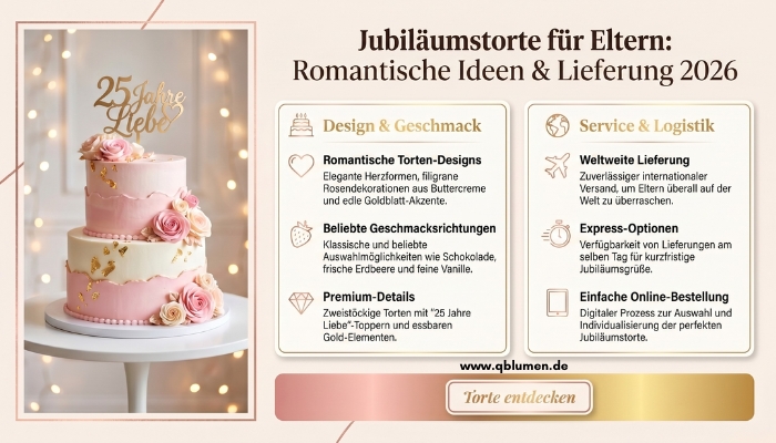 Jubiläumstorte für Eltern – Romantische Ideen & Lieferung 2026